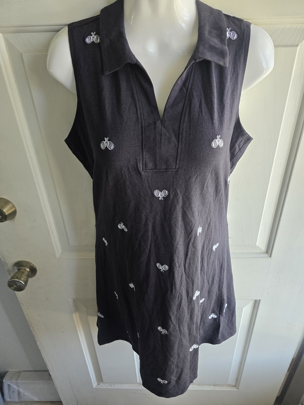 Sigrid Olsen Black Sleeveless Polo  Golf And Tennis Dress